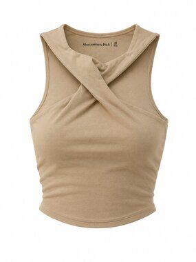 NWT Abercrombie & Fitch Beige Twist Neck Cropped Tank Top Size XS